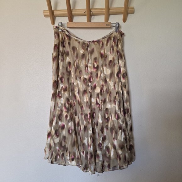 Jones New York Collection Silk Blend Midi Skirt Size 14 Brown Pink Abstract - Picture 13 of 13